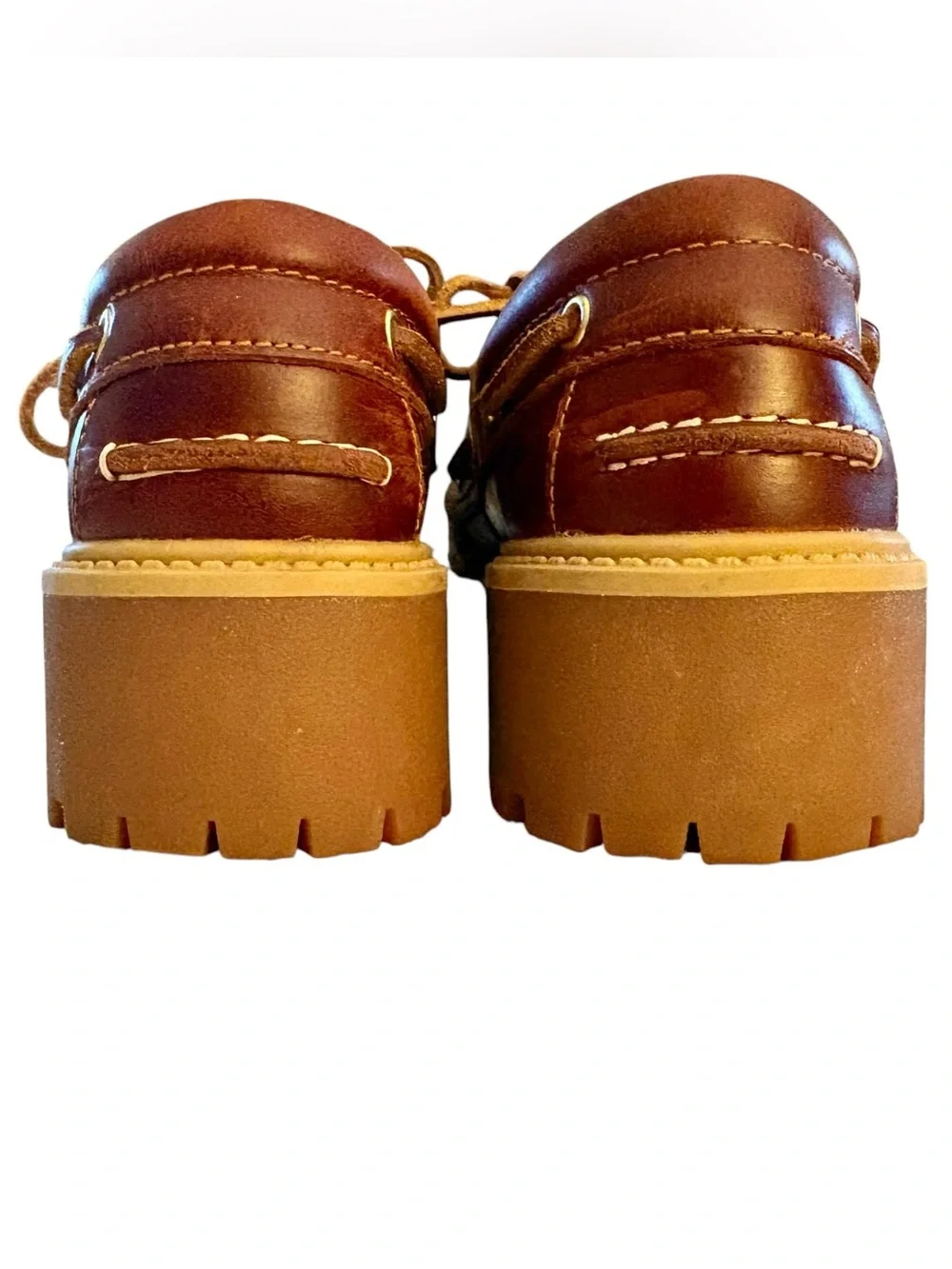 Women's Timberland Stone Street Platform Boat Shoe Rootbeer Color Size 7.5